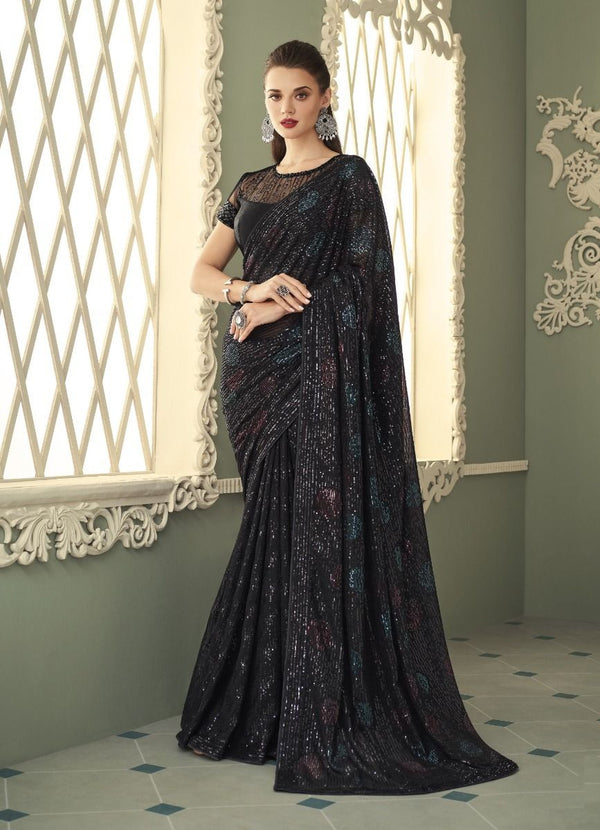 Designer Georgette Sequin Embellished  Sale Special Saree