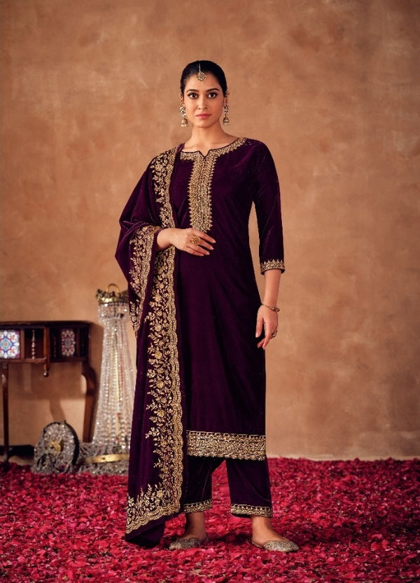 Winter collection high quality Velvet Straight Salwar Kameez