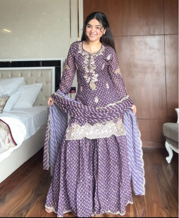 Digital Printed Chino Embroidered Suit Salwar