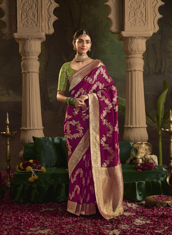 Pure Crepe Dola Silk Designer Zari Weaving Fancy Saree