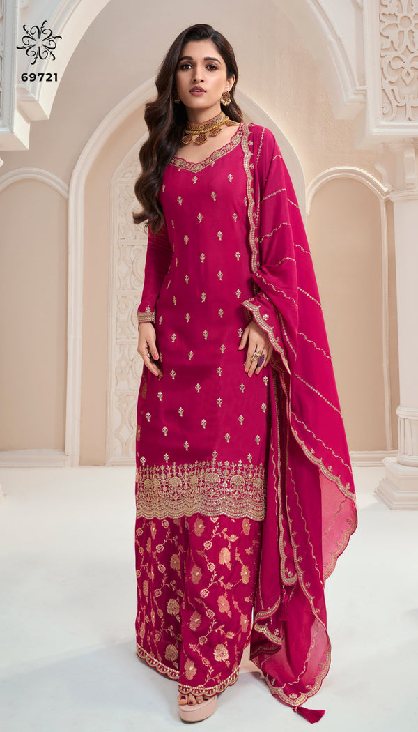 Chinon Punjabi Bride Wedding Silk Plazzo Suit