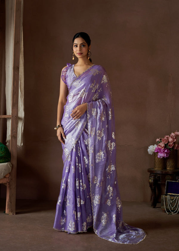 Hand Work Designer Satin Silk Saree With Blouse