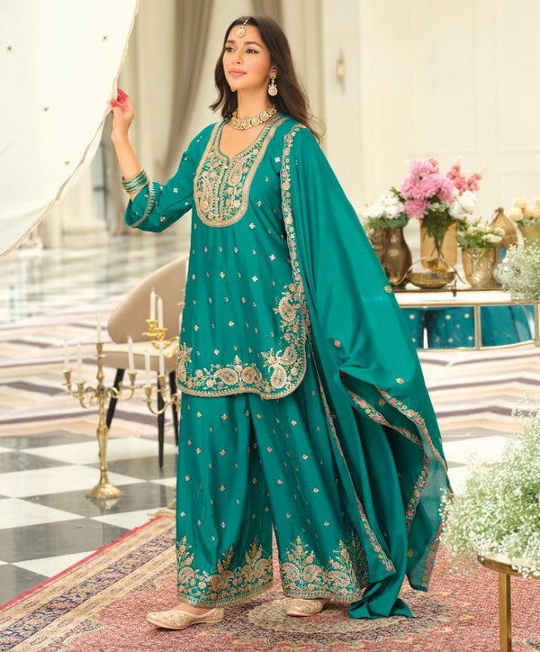 Chinon Designer Emboidery Work Wedding Suit