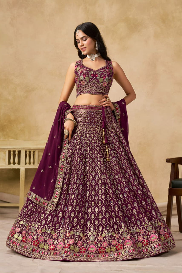 Stepnshop Georgette Sequins & Embroidery Work Lehenga