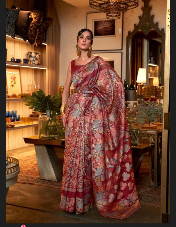 Kashmiri Handloom Weaving Silk Saree