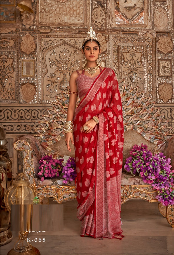 Georgette Woven Banarasi Saree with Unstitched Blouse