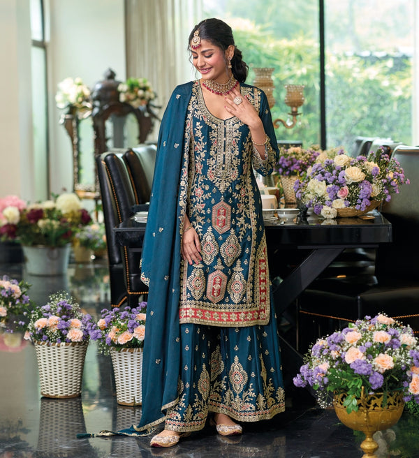 Punjabi Suit with Palazzo Pants for Wedding