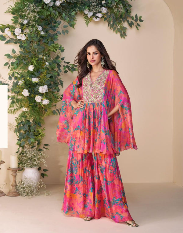 Stepnshop Chinon Indo-Western Kaftan Set with Embroidery Work