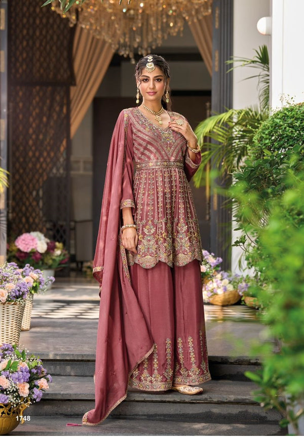 Multi Embroidery With Hevy Chinon Sharara Style Suit