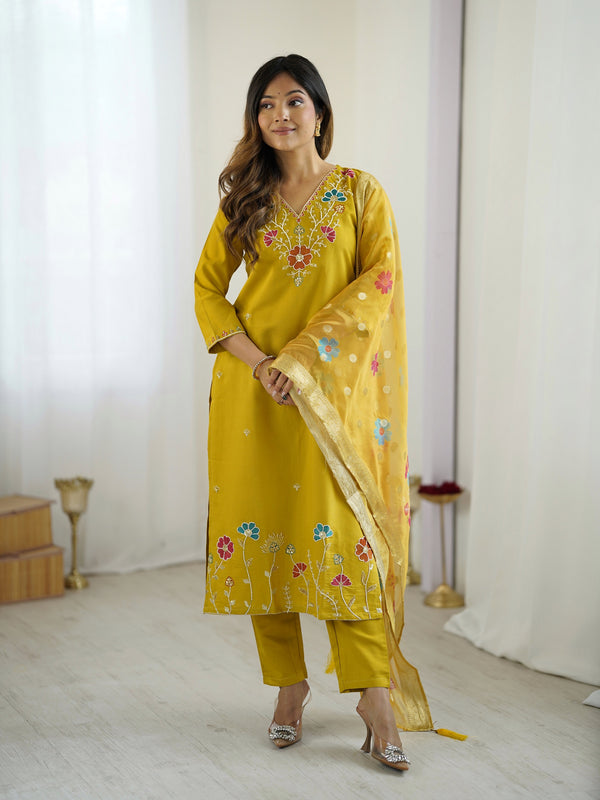 StepnShop Viscose Silk Set with Embroidery & Beads