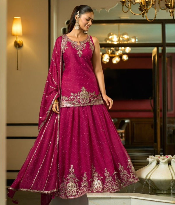 Premium Georgette Silk Festive Special Suit with Skirt