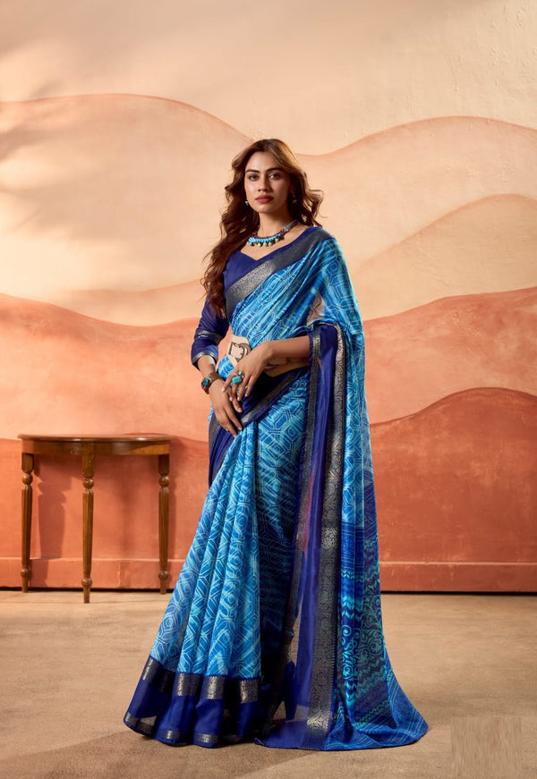 Cotton Double Printed Designer Formal Wear Saree