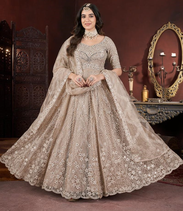 Zarkan Work Designer Net Anarkali Style Suit