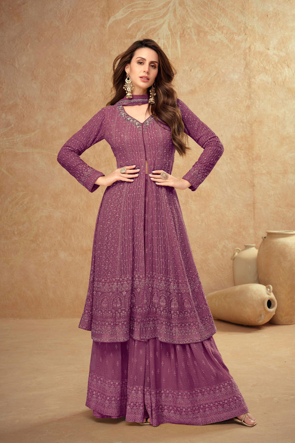 Georgette Front Slit Style Wedding Sharara Suit