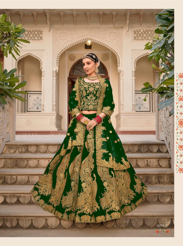 Velvet Excellent  Stone Cording Bridal Style Lehenga Choli