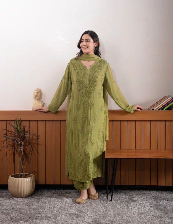 StepnShop Georgette Kurta Set with Embroidery Work