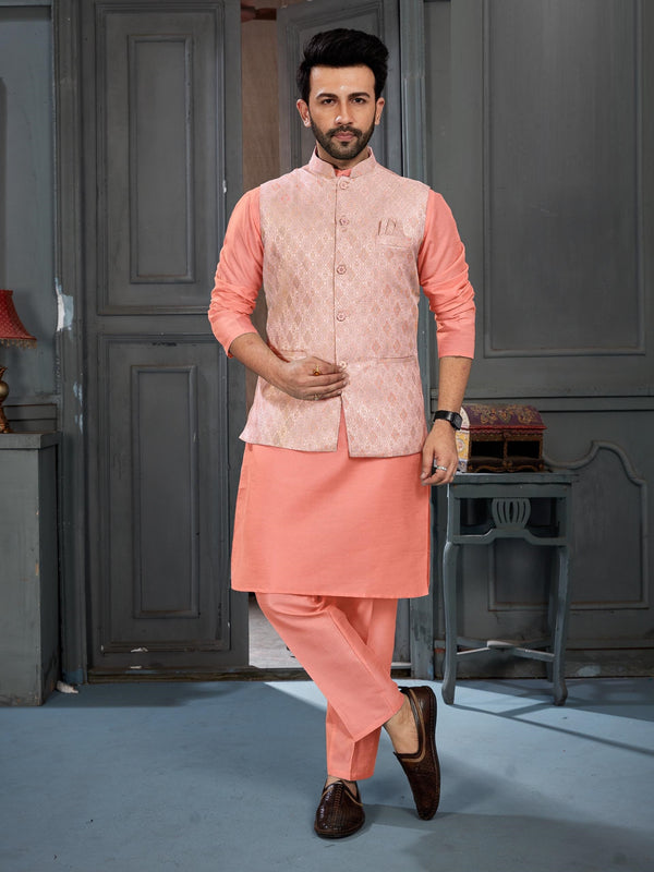 Men’s Festival Wear Silk Nehru Jacket Kurta Pajama