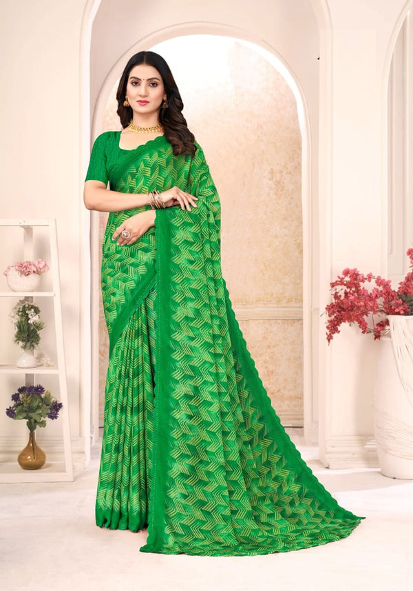 Elegant Printed Silk Saree Set For Woman