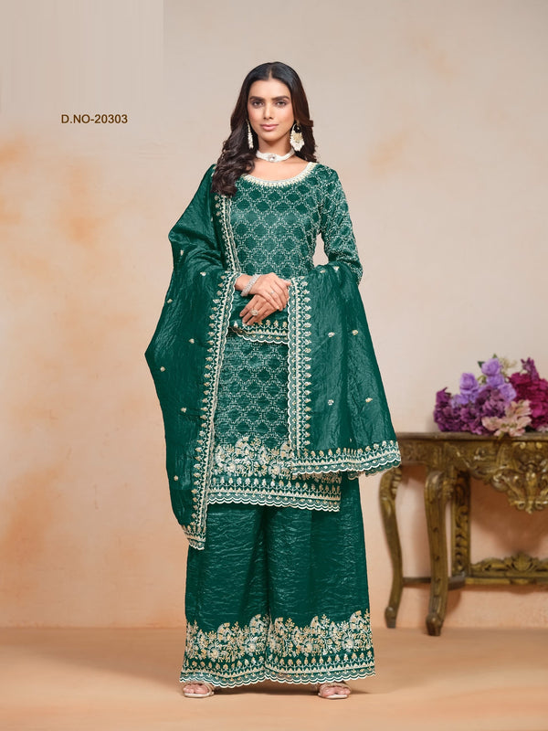 Embroidered Crush Art Silk Pakistani Suit