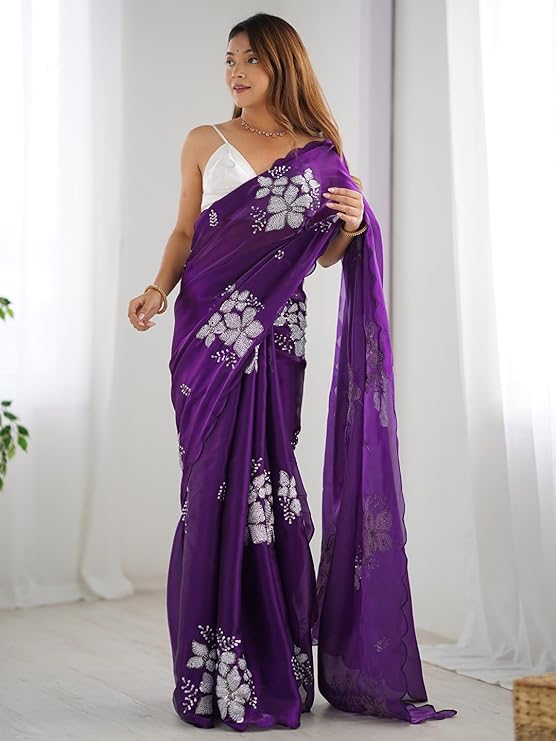 Stepnshop Elegant  Jimmy Choo Saree with Embroidery Sequence Work