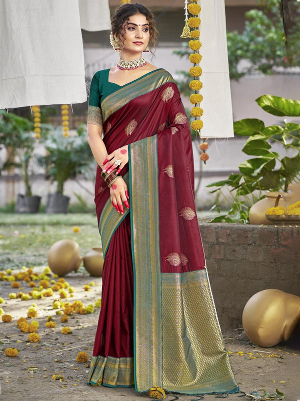 Ethnic Motifs Woven Design Zari Silk Saree