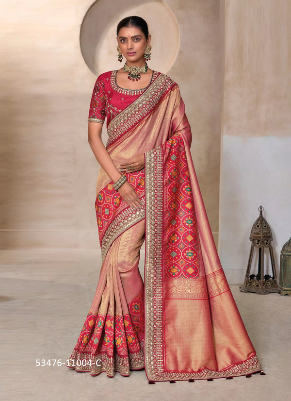 Embroidered Wedding-Wear Kanjivaram Silk Saree