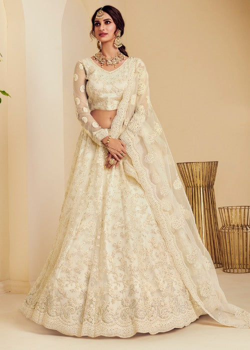 White Ring Ceremony Lehenga for Engagement