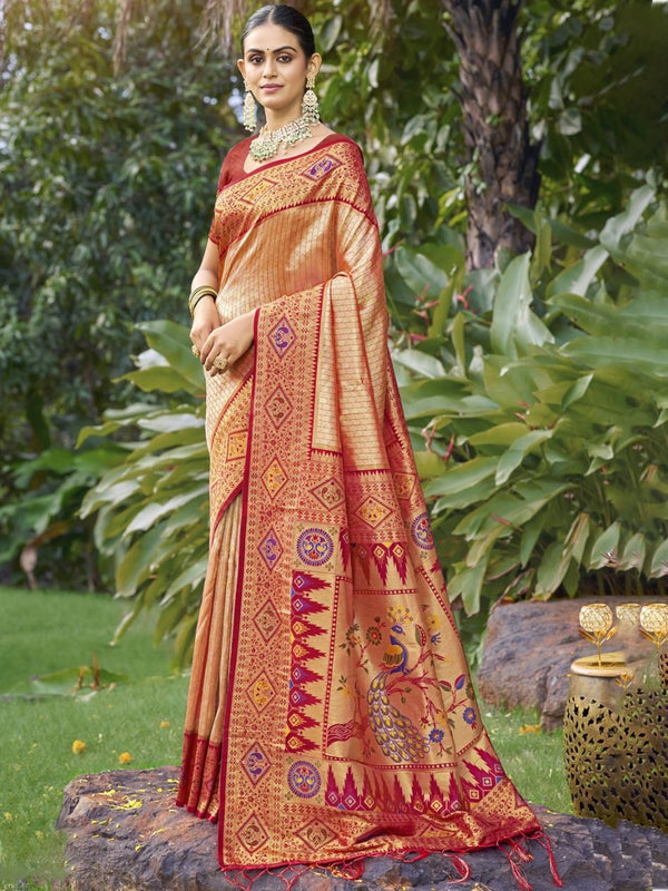 Ethnic Motifs Woven Design Zari Silk Saree