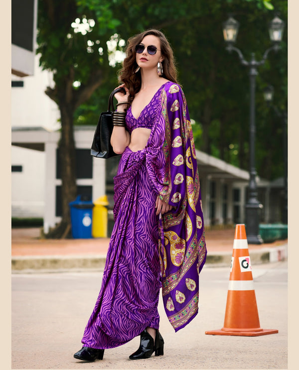 Satin Soft Printed Saree