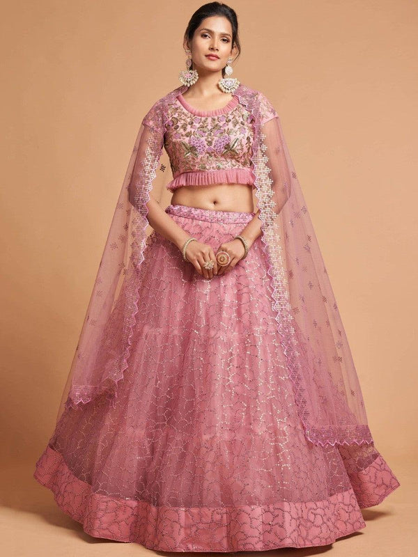 Zari Sequins Style Net Party Wear Lehenga Choli