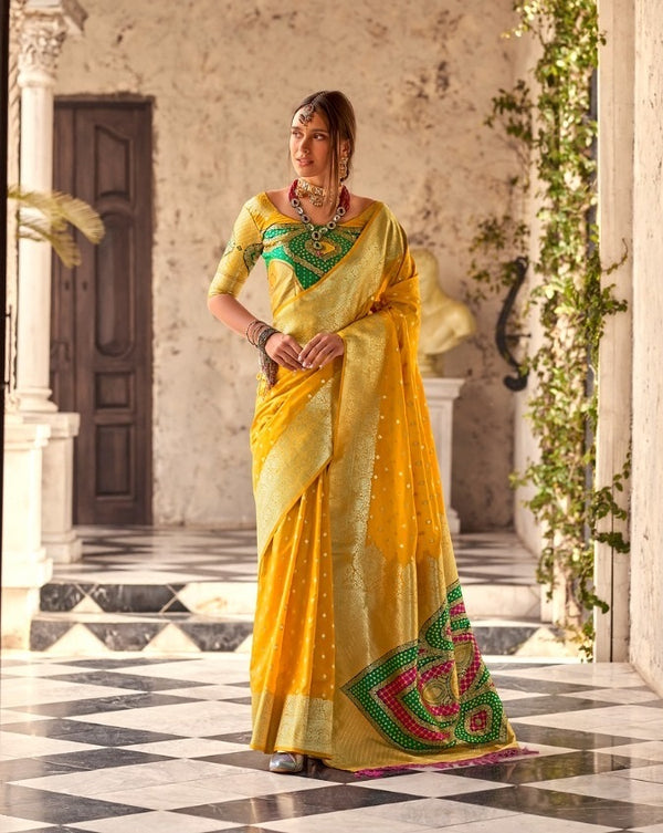 Bride’s Haldi Look Soft Silk Designer Saree