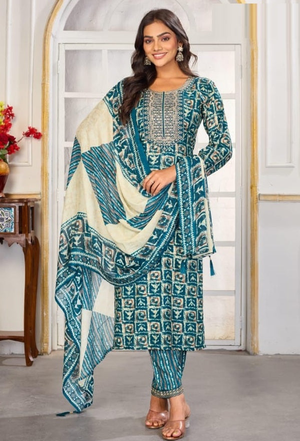 Stepnshop Premium Chanderi Embroidery Party Wear Kurti