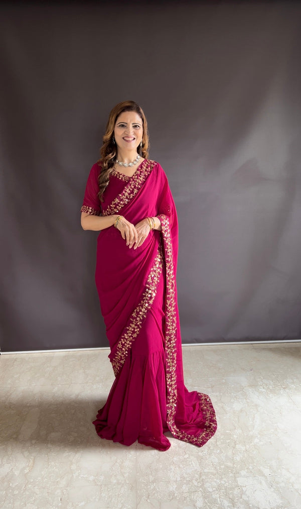 Ready-to-Wear Georgette Saree with Embroidery Work