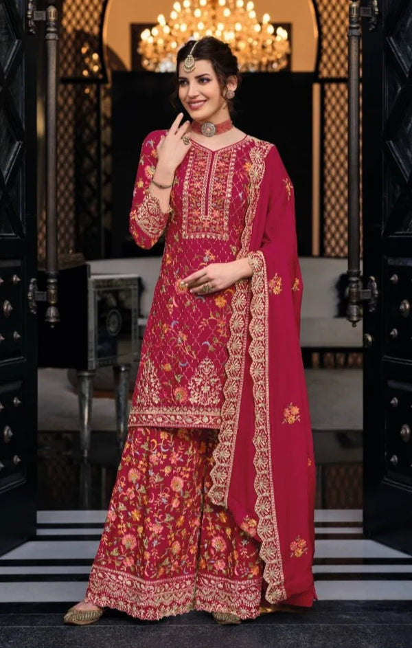 Punjabi Suit with Palazzo Pants for Wedding