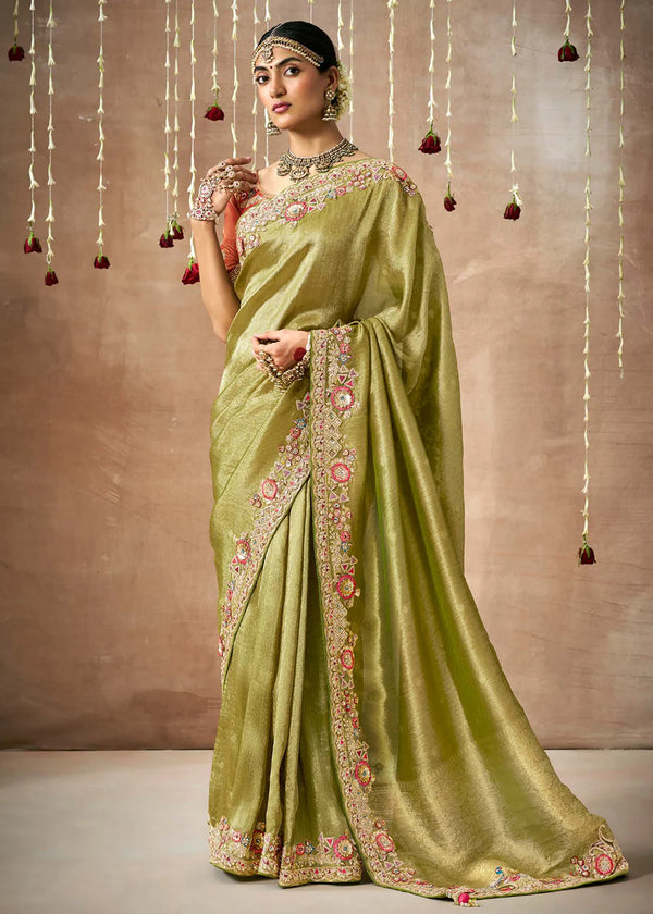 Organza Wedding Zarkan Zari Weaving Saree