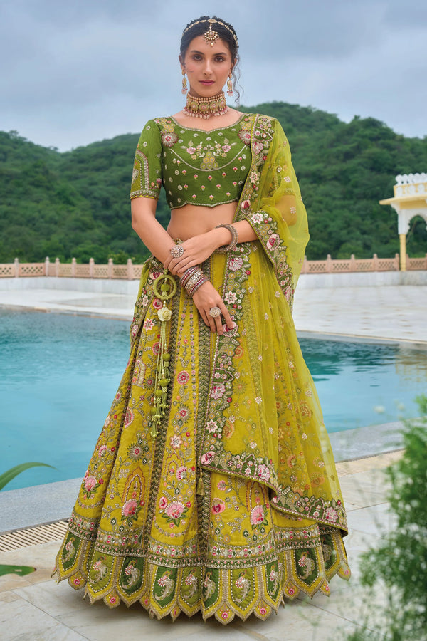 Mehendi & Haldi Special Silk Bridal Lehenga Choli