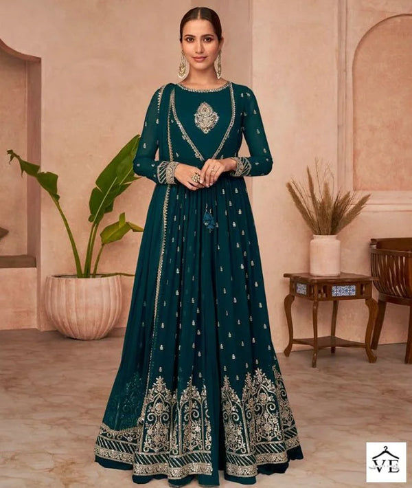 Shrug Style Morpeach Anarkali Dress