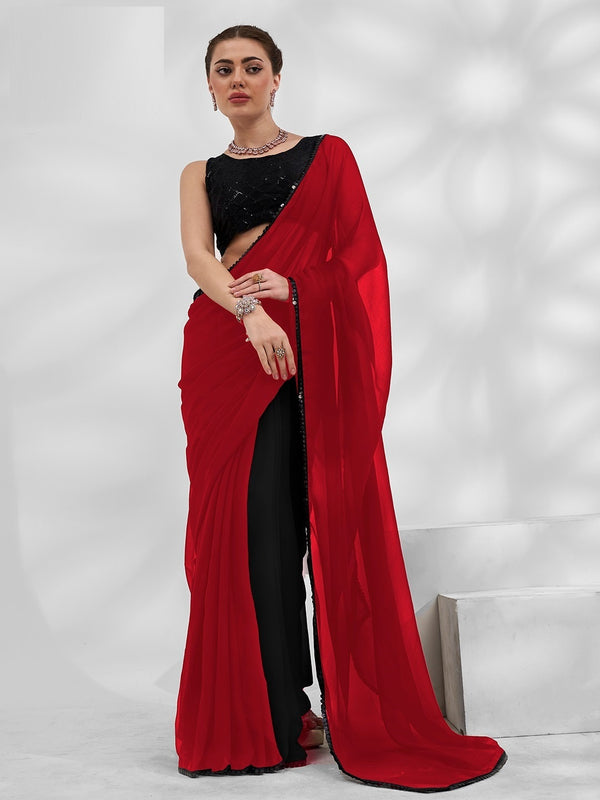 Half N Half Designer Georgette Fancy Saree