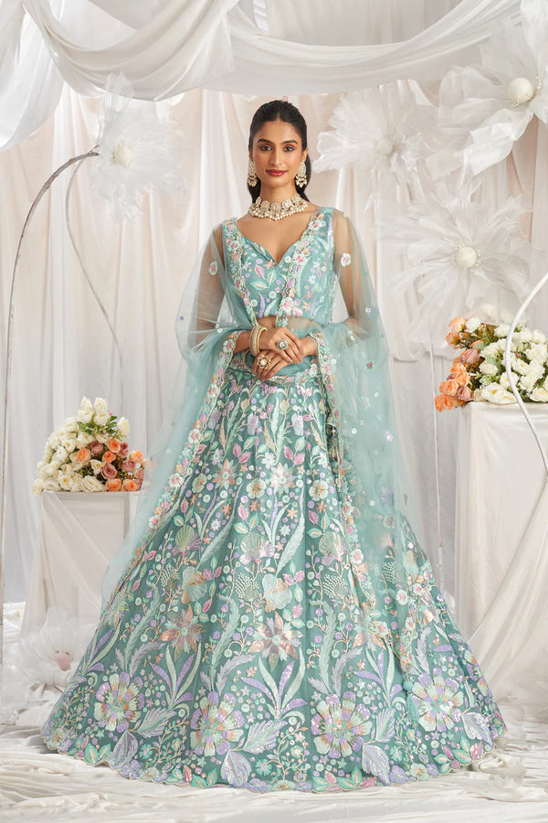 Net Sequins embroidery Engagement Lehenga Choli