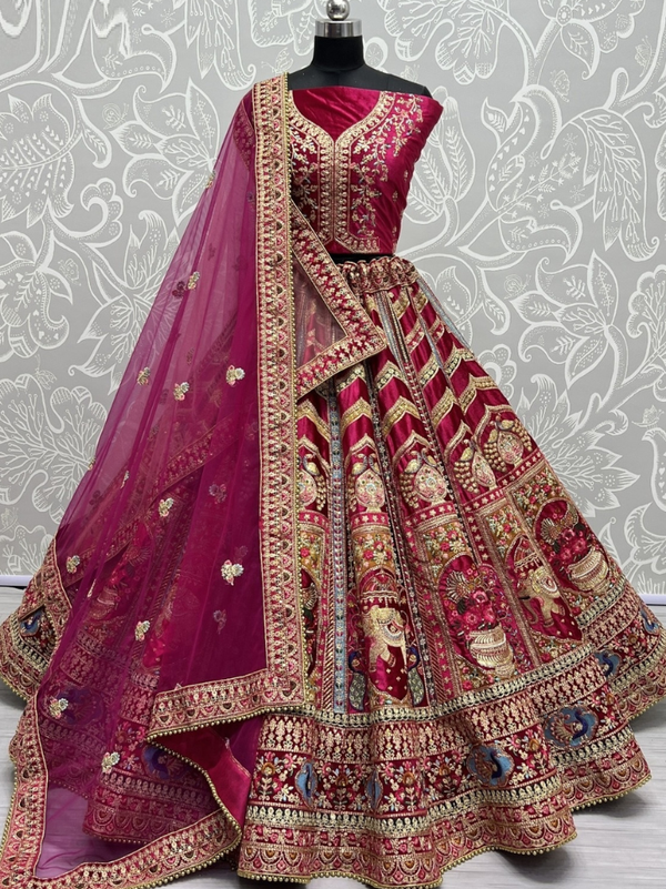 Stepnshop Royal Velvet Bridal Lehenga with Sequins & Multi-Thread Embroidery