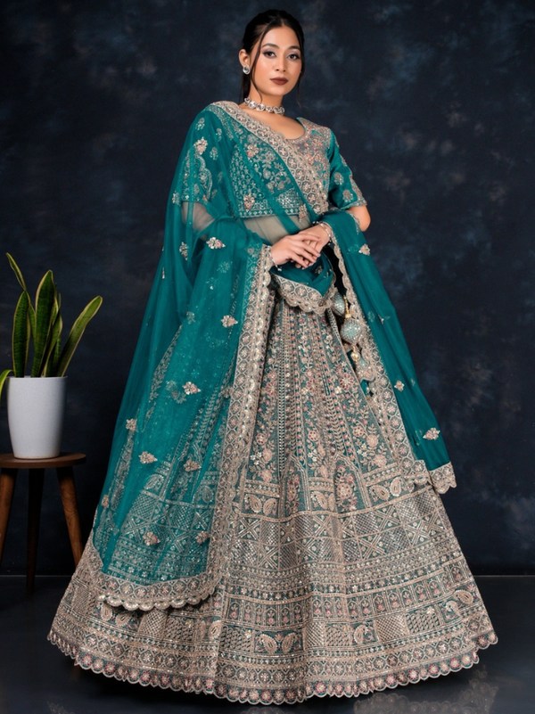 Stepnshop Net Embroidered Sequence Lehenga Set