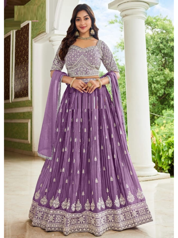 Stepnshop Viscose Lehenga Set with Thread & Stone Work