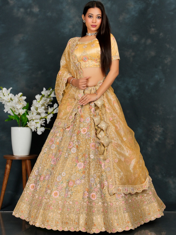 Stepnshop Twill Net Embroidered Sequence Lehenga Set