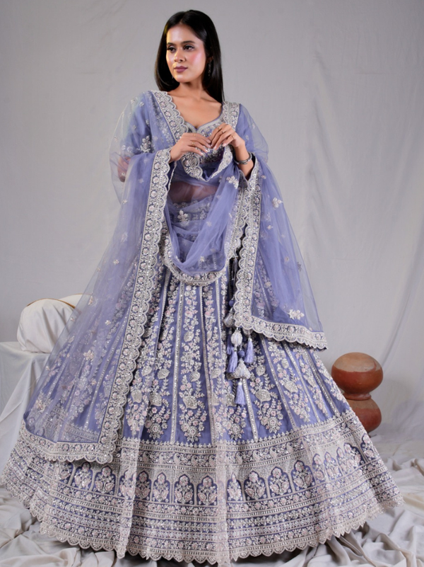 Stepnshop Designer Net Lehenga with Sequins & Embroidery Detailing