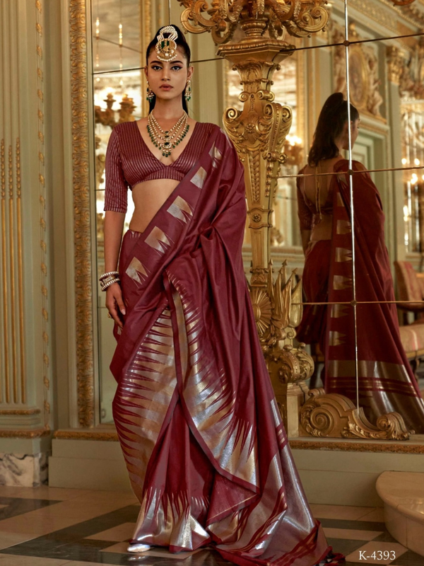 Stepnshop Soft Silk Saree with Elegant Zari Weaving Work