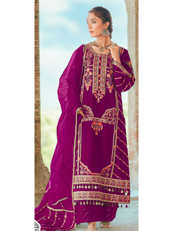 Stepnshop Velvet Pakistani Embroidered Suit Set
