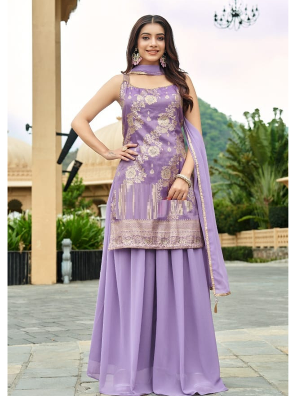 Stepnshop Designer Digital Print Sharara Suit with Stone Embellishments