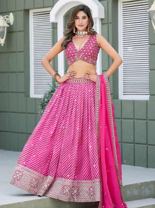 Stepnshop Soft Organza Embroidered Lehenga Set