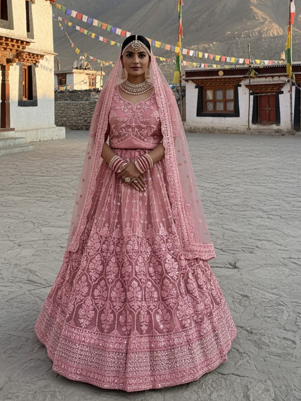 Stepnshop Designer Butterfly Net Lehenga Set with Diamond Embroidery