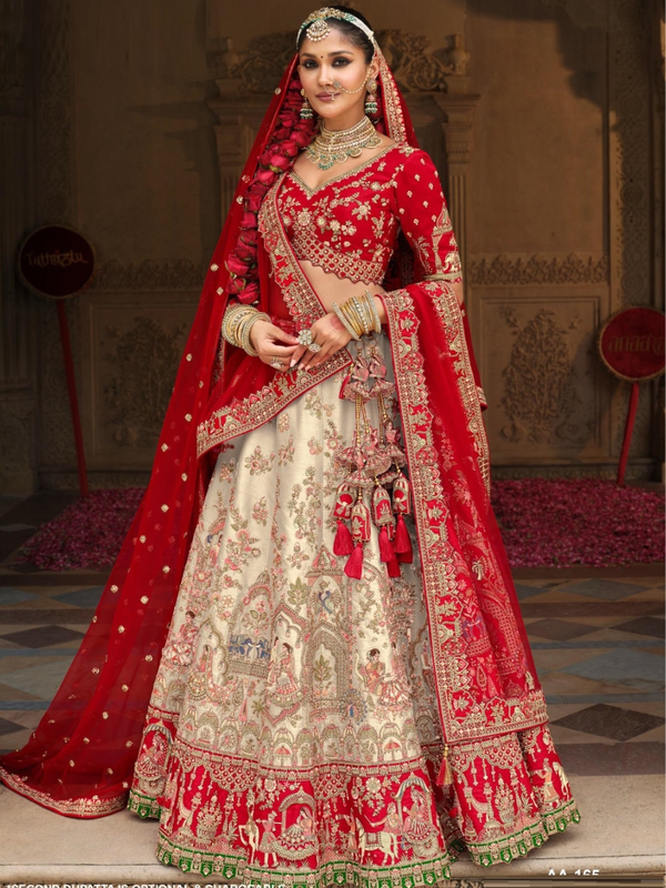 Stepnshop (ST06) Silk Bridal Lehenga with Khatli & Sequence Work